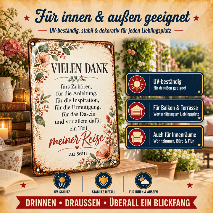 Vielen Dank Metallschild – Blumen &amp; Wertschätzung von Leotie – Dekoration für innen und außen, 20 × 30 cm