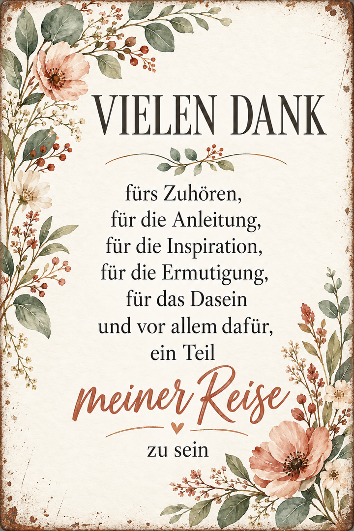 Vielen Dank Metallschild – Blumen &amp; Wertschätzung von Leotie – Motivansicht, 20 × 30 cm