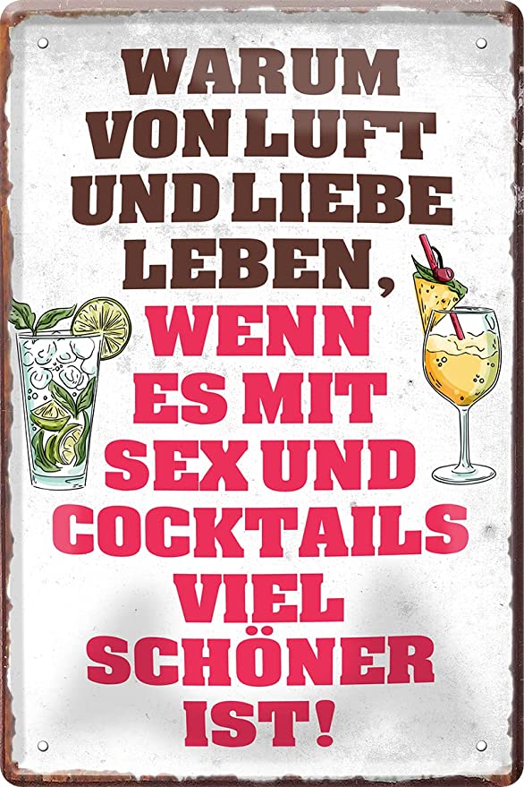 Blechschilder Bier lustiger Spruch “Warum von Luft und Liebe leben