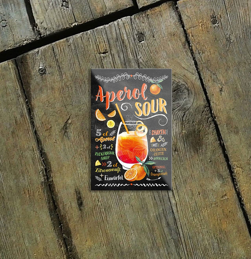 "Aperol Sour" Magnet - Alkohol-Spirituosen-Deko-Kühlschrankmagnet 9x6 cm