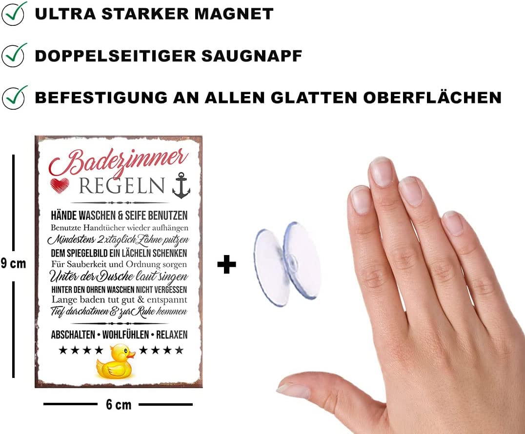 Badezimmer-Regeln-Magnet9x6cm-Toilette-beschreibung