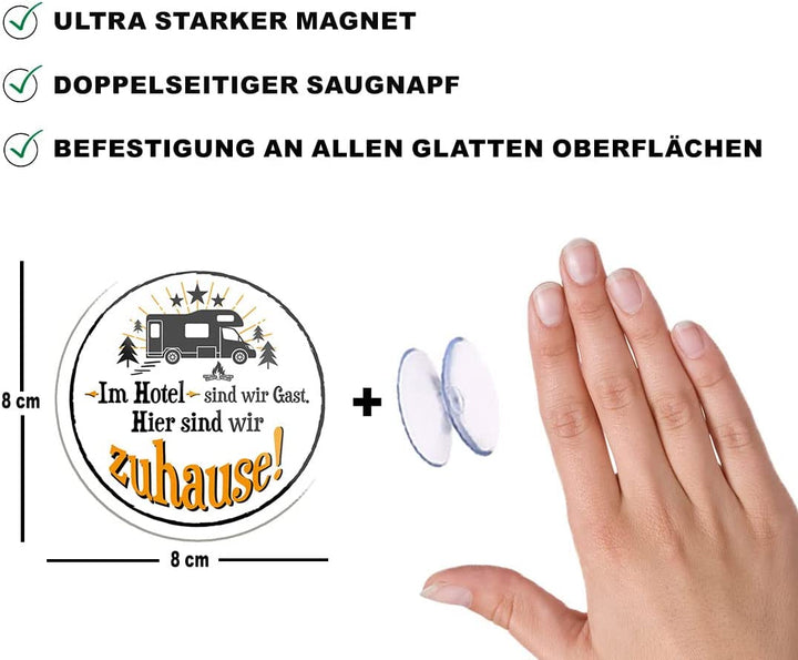 Im-Hotel-sind-wir-Gast-Magnet8x8cm-Camping-beschreibung