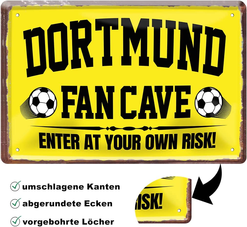 Blechschild Fußball Dortmund Fan CAVE 20x30cm