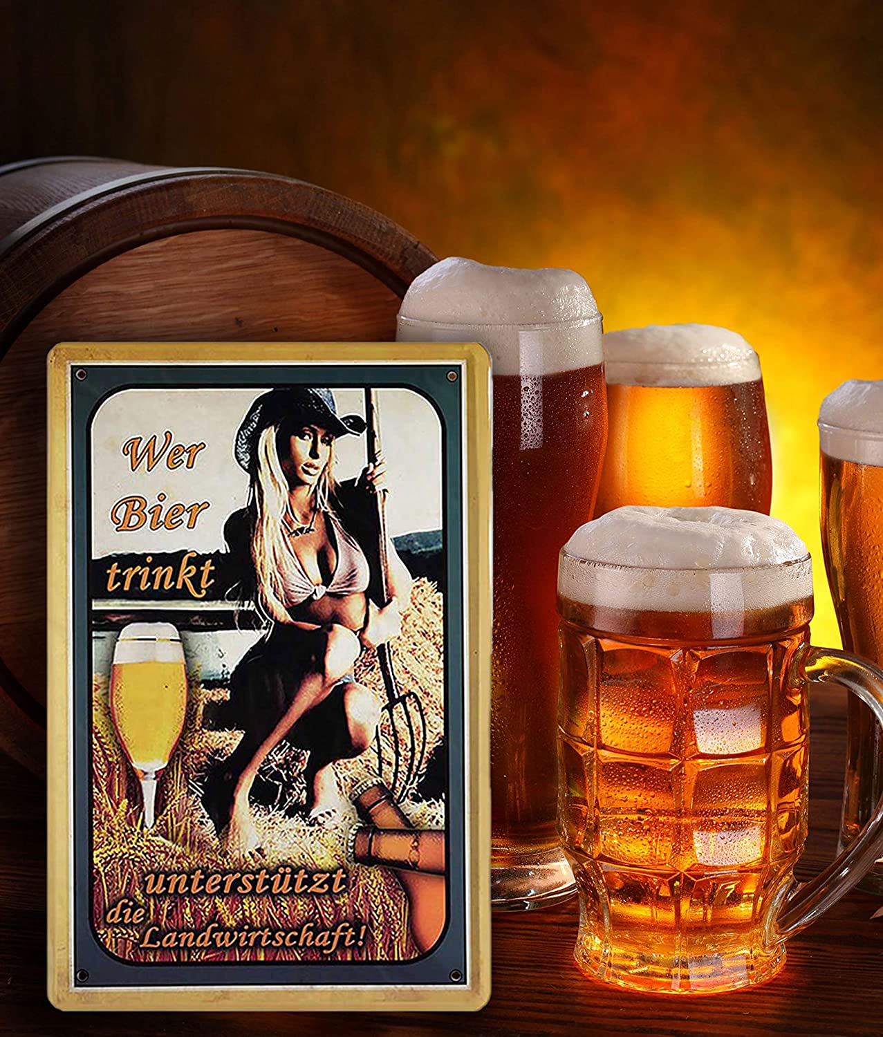 Bier Metallschild 30x20cm - Lustige Retro Deko Für Partykeller