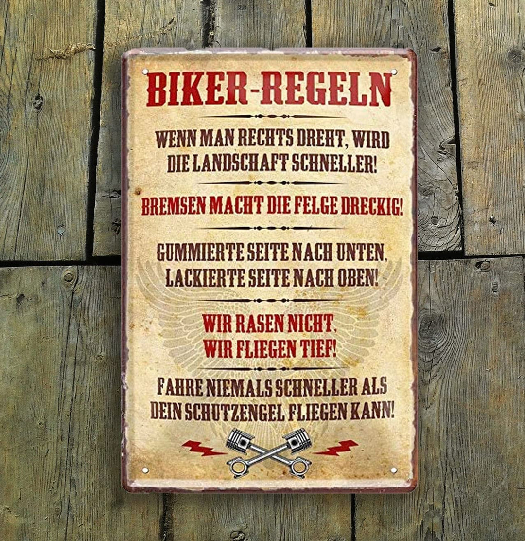 biker_20x30cm_blechschild_holz