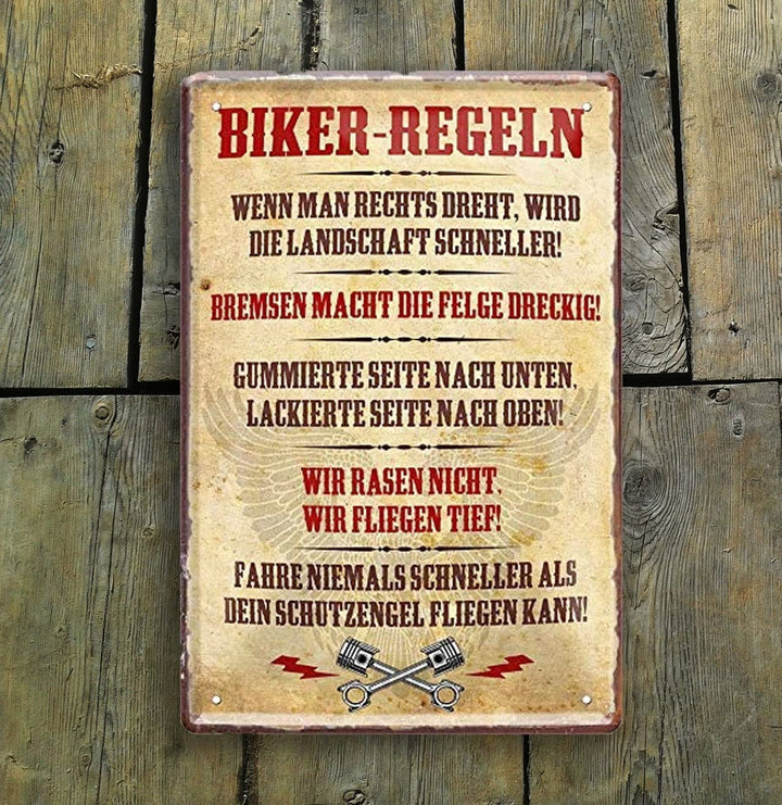 biker_20x30cm_blechschild_holz