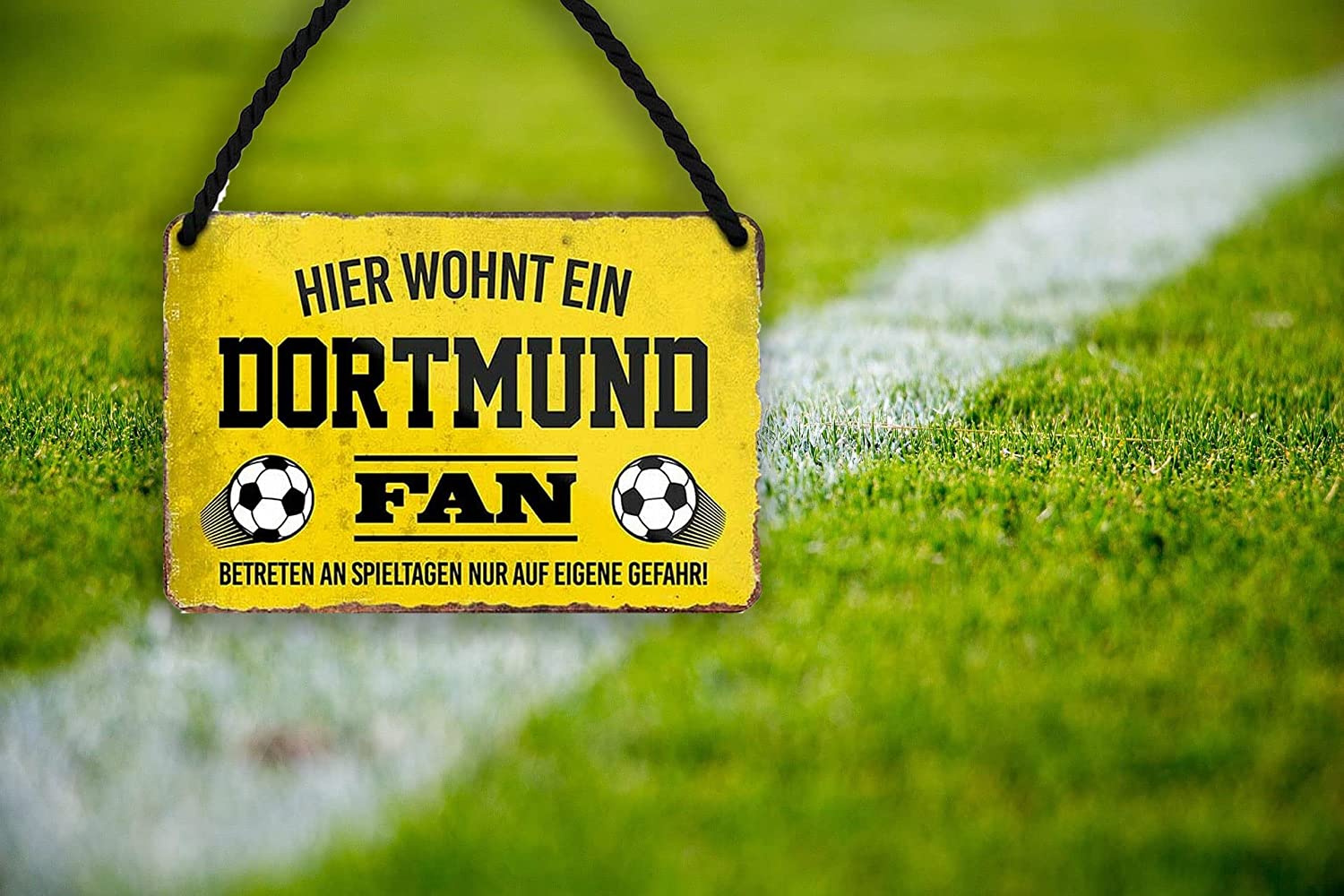 Fußmatte 'Hier Wohnt Ein Dortmund-Fan' – Mit Rasenoptik & Rutschfester Unterseite