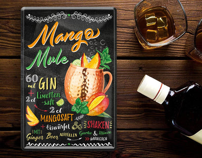 Blechschild Cocktail Rezept Mango Mule 20x30cm