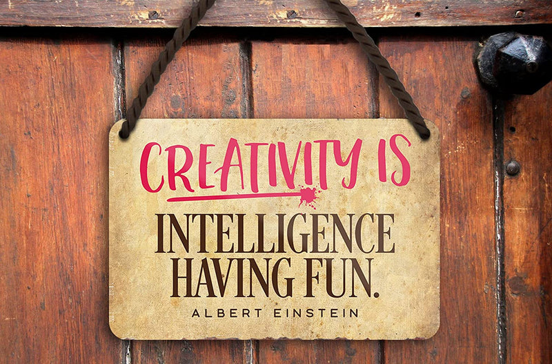 Blechschild Albert Einstein Spruch “Creativity is...” 18x12cm