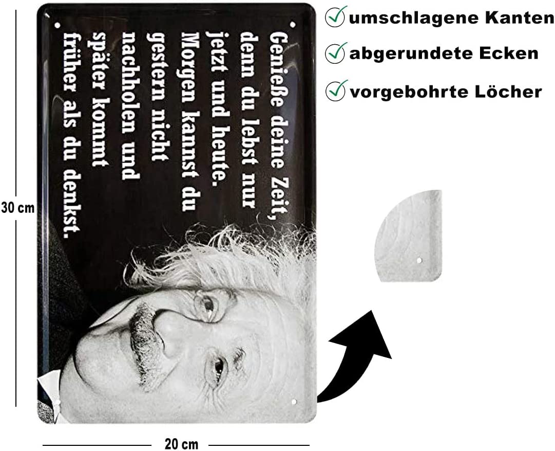 Blechschild Albert Einstein Spruch “GENIEßE Deine Zeit Blechschild Albert Einstein Spruch “GENIEßE Deine Zeit