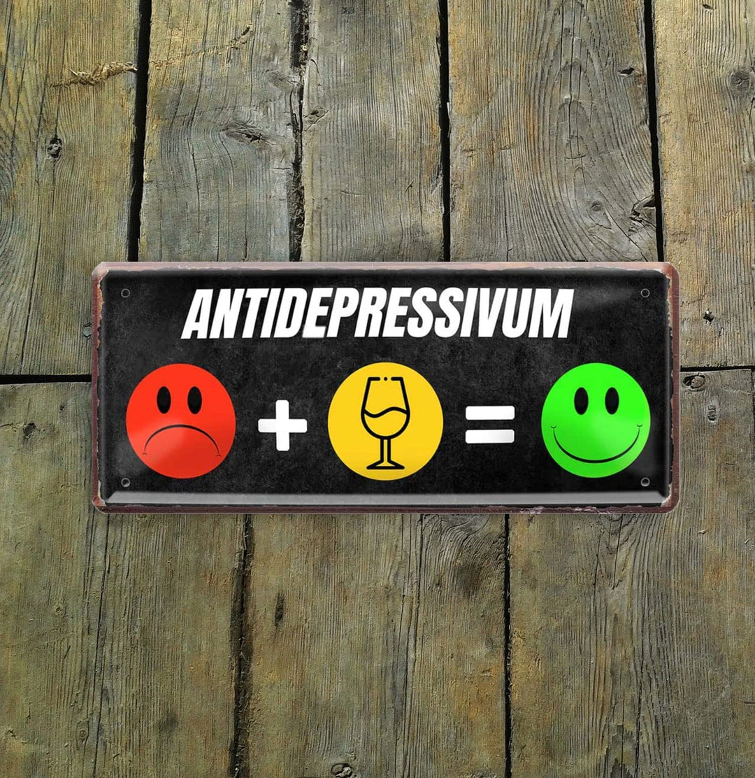 blechschild_antidepressivum_28x12cm_holz