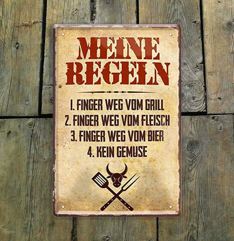 Retro Blechschild „Mein Garten – Meine Regeln“, 20x30 Cm – Lustige Deko Für Garten, Garage & Werkstatt