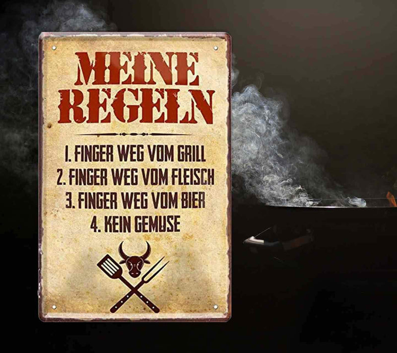 😊 Dekoratives Blechschild mit Spruch "Meine Regeln" 20x30cm