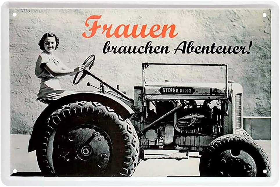 Blechschilder Lustiger Traktor Spruch “Frauen brauchen Abenteuer