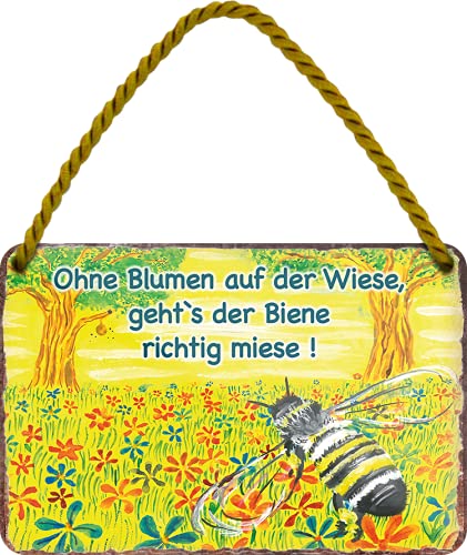 blechschild_wiese_biene_weiss