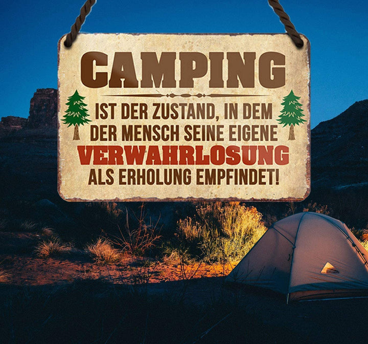 zelten saufen Blechschild “Camping Zustand“ Deko Geschenkidee – schilderkreis24