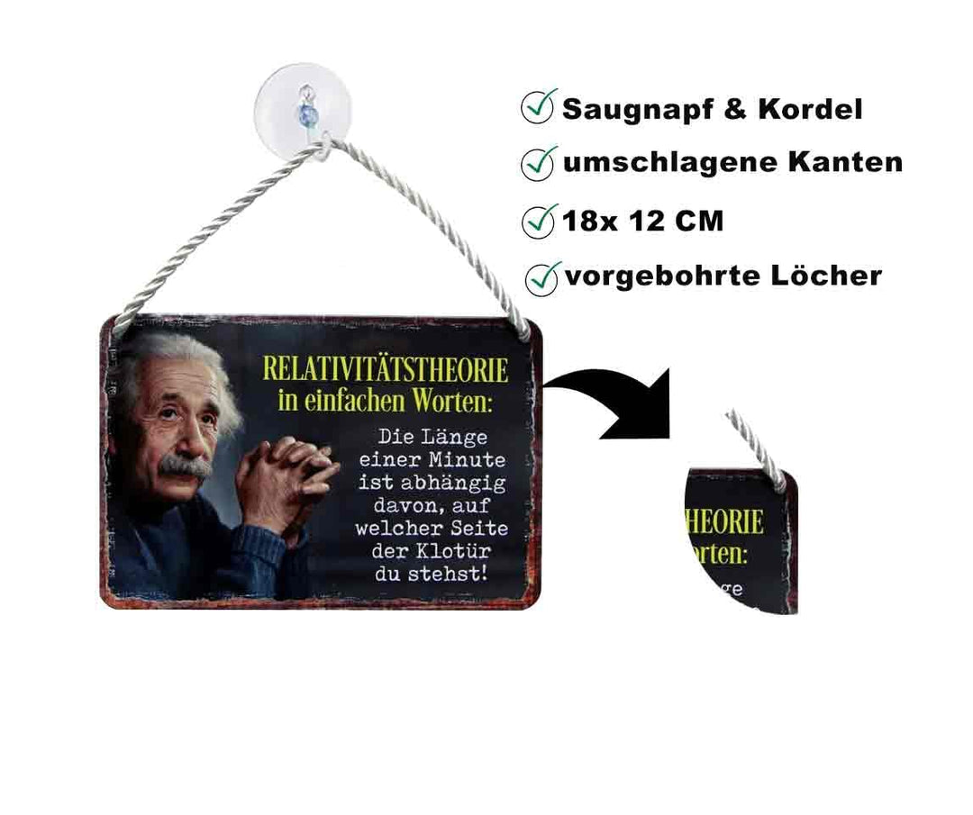    einstein-blechschild-klo-18x12cm-beschreibung