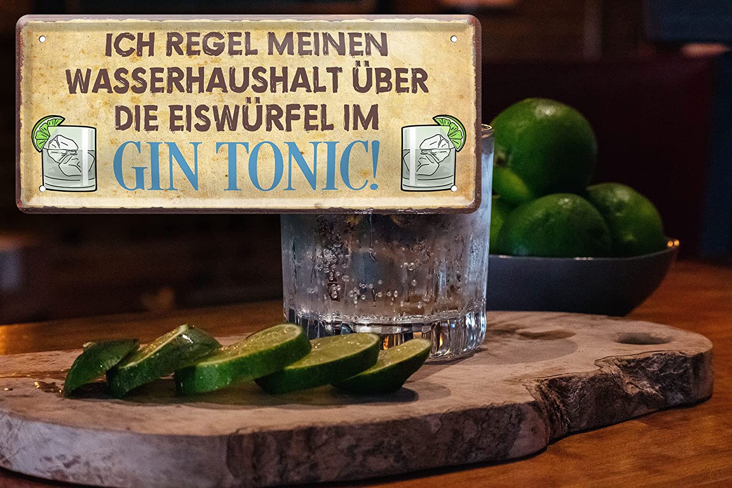 Blechschild Lustiger Gin Spruch “Gin Tonic!“ Deko Geschenkidee