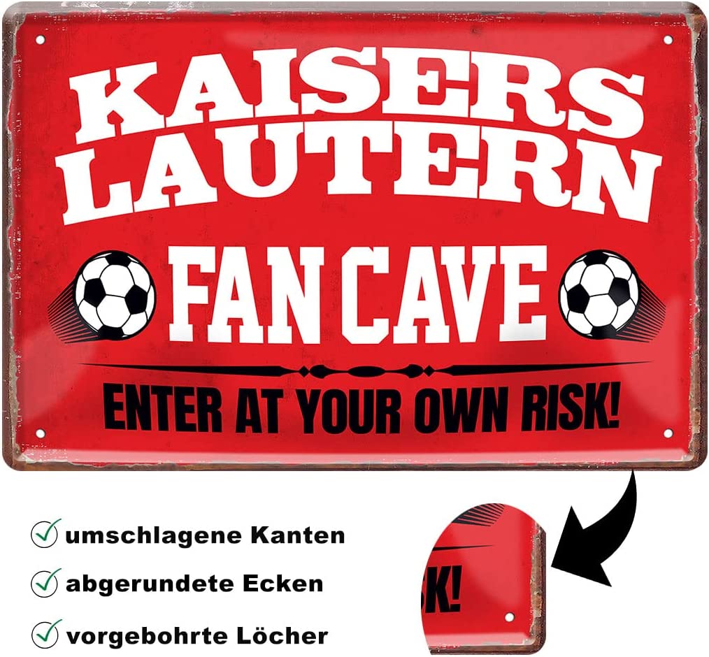 Blechschild Fußball Kaiserslautern Fan CAVE 20x30cm