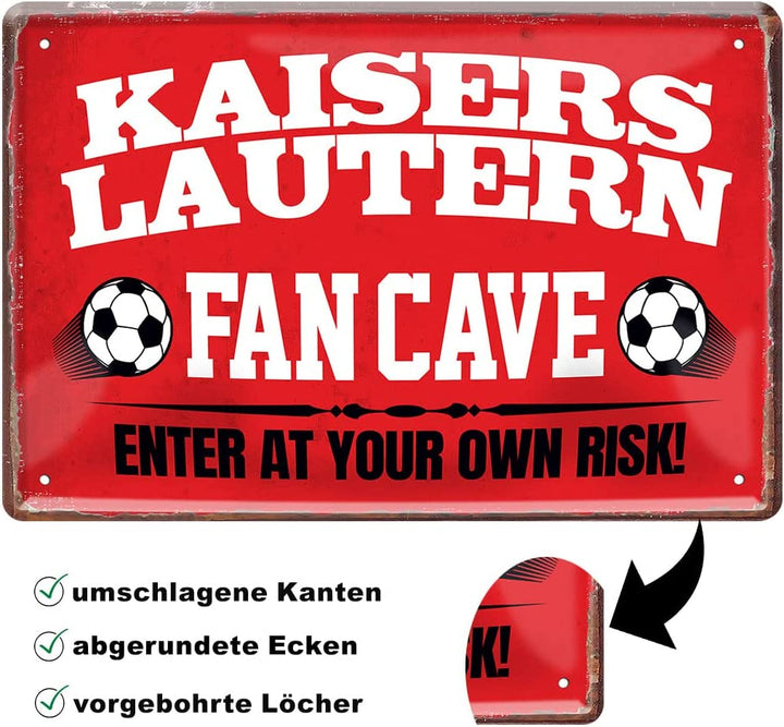 Blechschild Fußball Kaiserslautern Fan CAVE 20x30cm