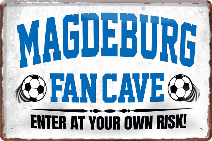 Blechschild Fußball MAGDEBURG Fan CAVE 20x30cm