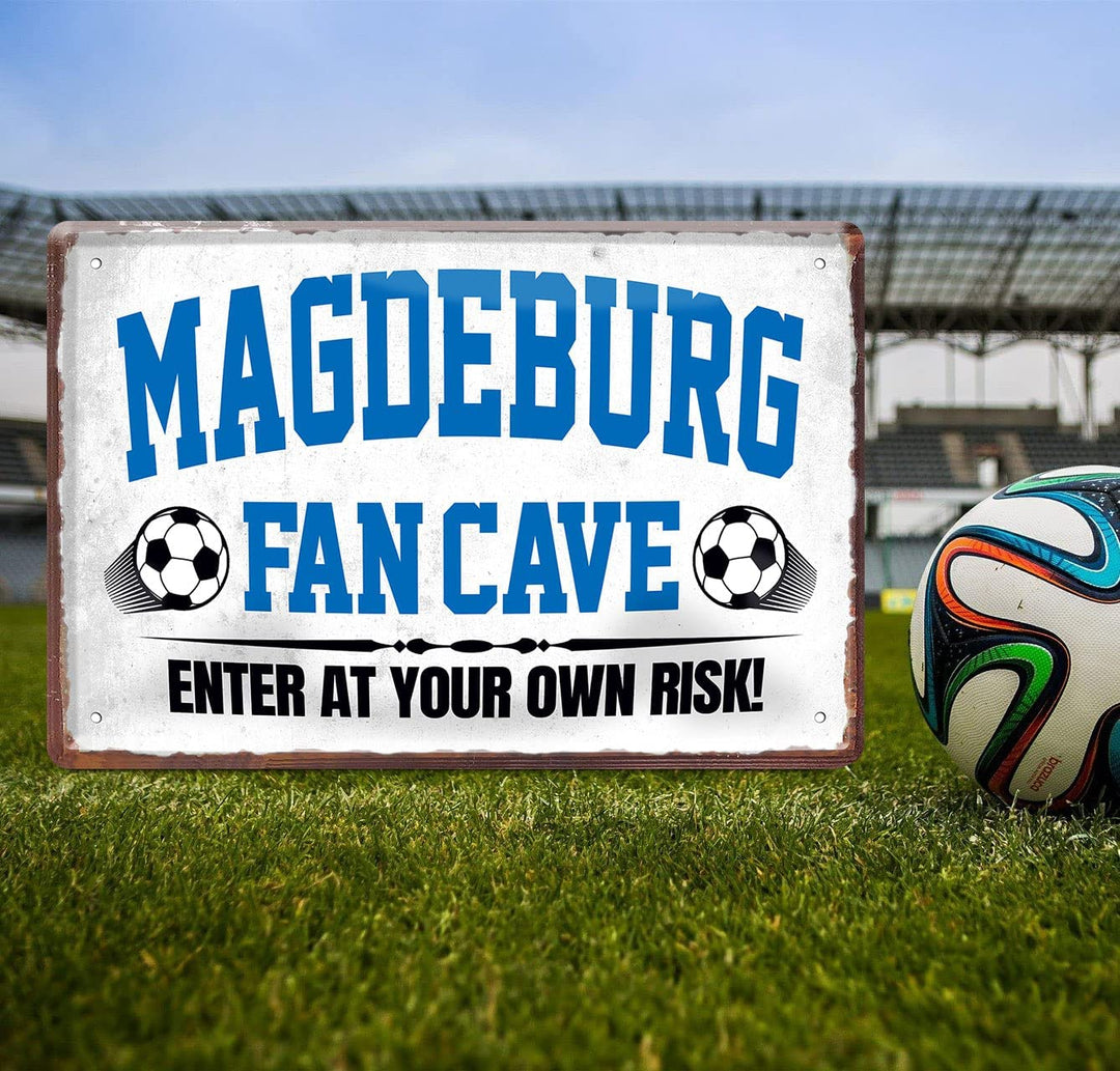 Blechschild Fußball MAGDEBURG Fan CAVE 20x30cm