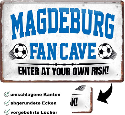 Blechschild Fußball MAGDEBURG Fan CAVE 20x30cm