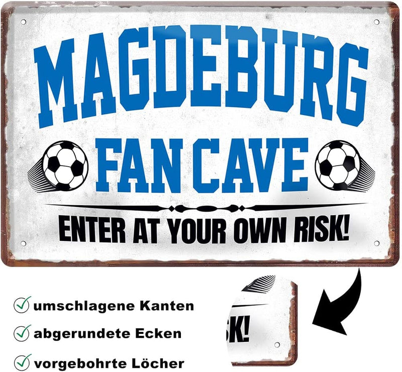 Blechschild Fußball MAGDEBURG Fan CAVE 20x30cm