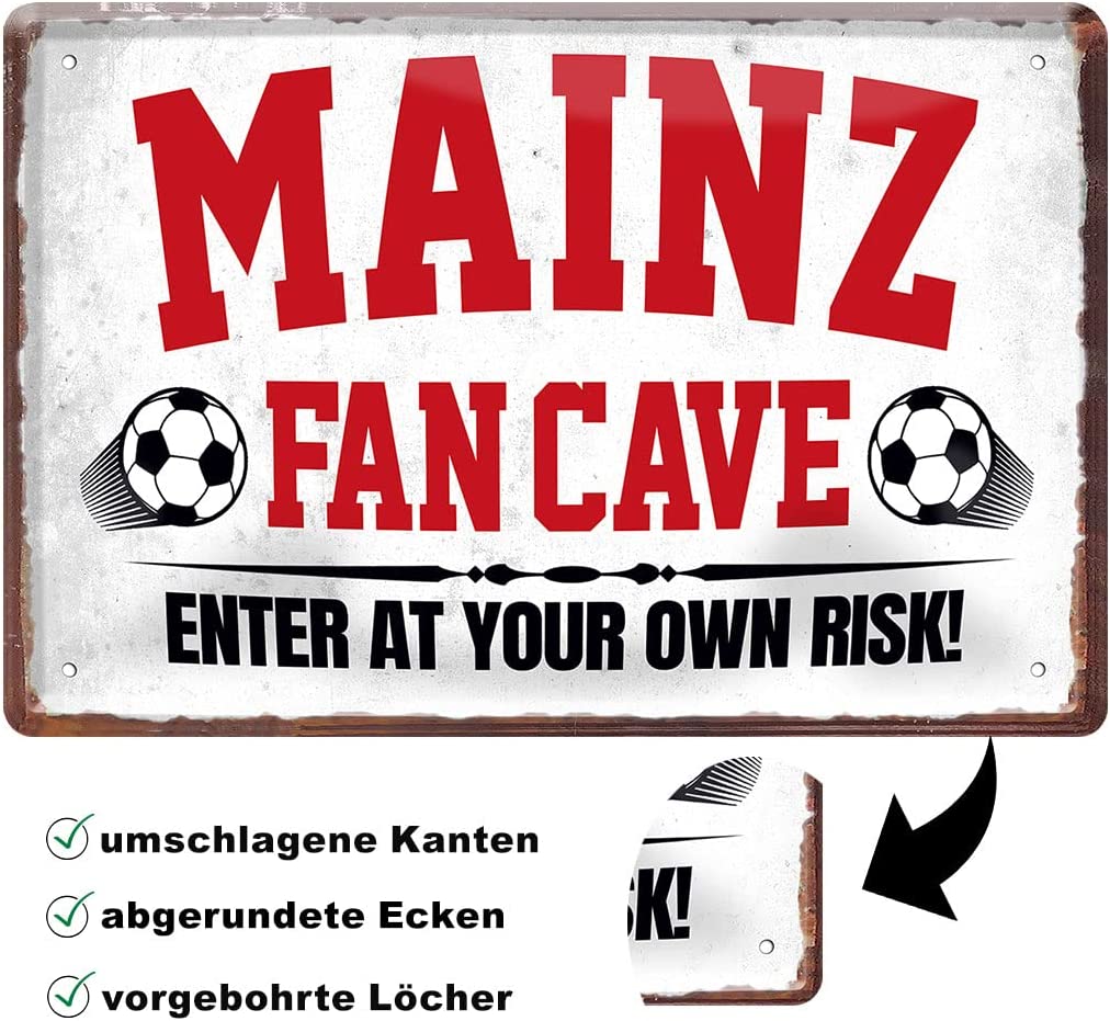 Blechschild Fußball Mainz Fan CAVE 20x30cm