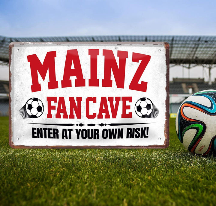 Blechschild Fußball Mainz Fan CAVE 20x30cm