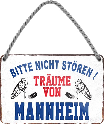 Blechschild Eishockey  “Bitte Nicht stören Träume von Mannheim“ Deko Geschenkidee