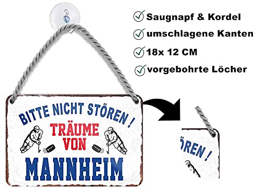 Blechschild Eishockey  “Bitte Nicht stören Träume von Mannheim“ Deko Geschenkidee