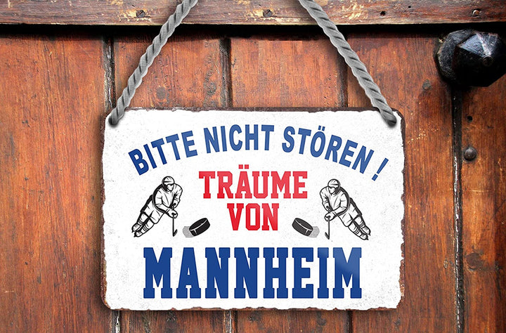 Blechschild Eishockey  “Bitte Nicht stören Träume von Mannheim“ Deko Geschenkidee
