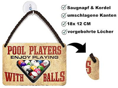 Blechschild Lustiger Pool Spruch “Pool Players Balls“ Geschenkidee Männer