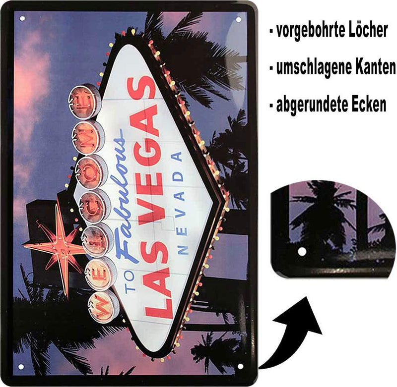 Blechschilder Städte/Reiseziele "Las Vegas“ Deko Geschenkidee Mann Frau