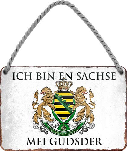 Blechschild Lustiger Spruch “Ich Bin en Sachse“ Deko Geschenkidee Mann Frau