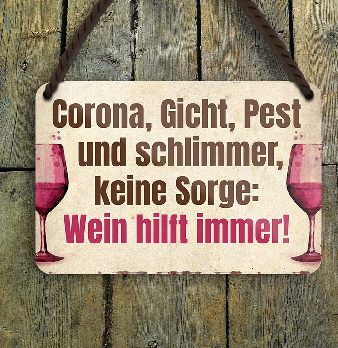 wein_corona_18x12cm_blechschild_holz