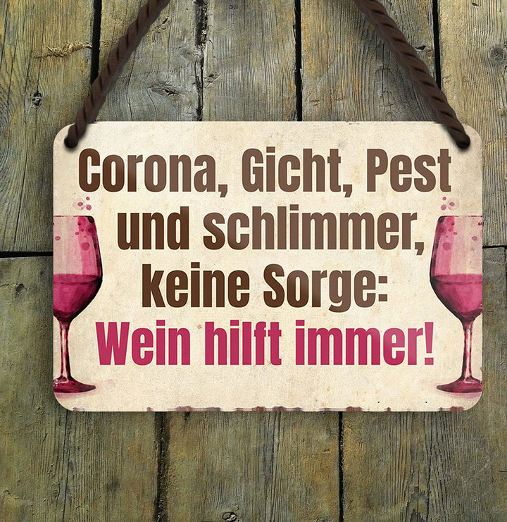 wein_corona_18x12cm_blechschild_holz